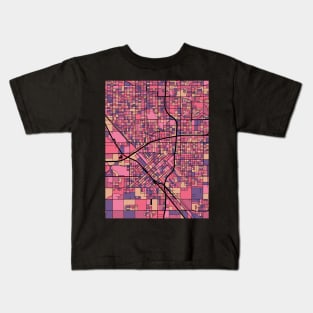 Fresno Map Pattern in Purple & Pink Kids T-Shirt